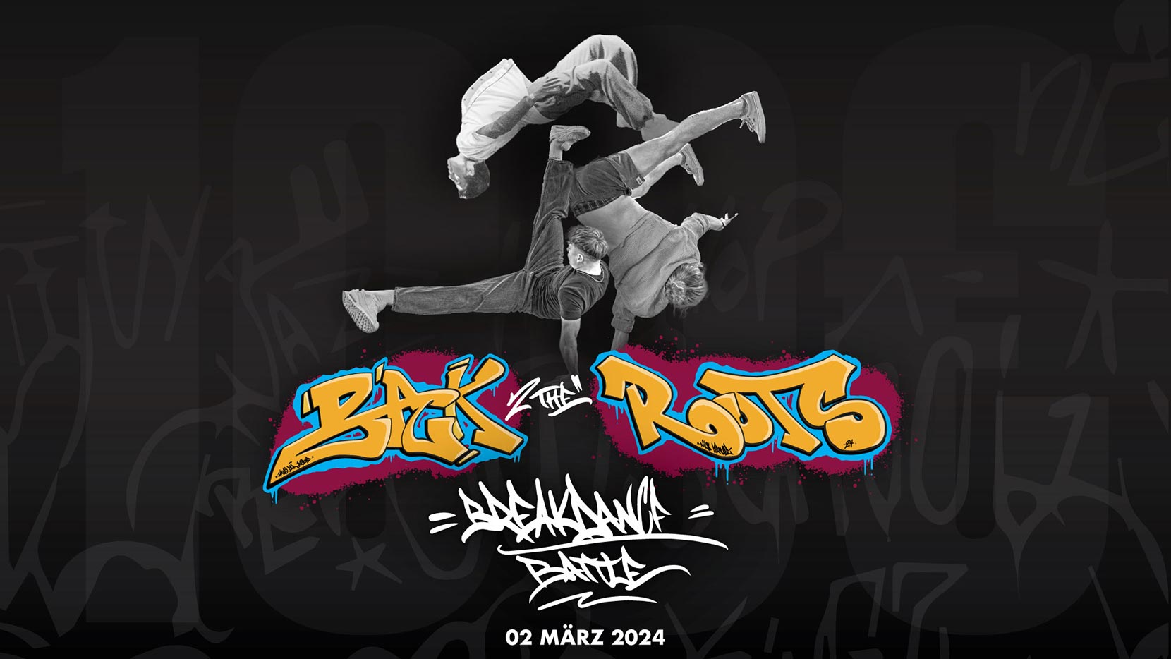 Werbemotiv - Breakdancer und SChriftzug