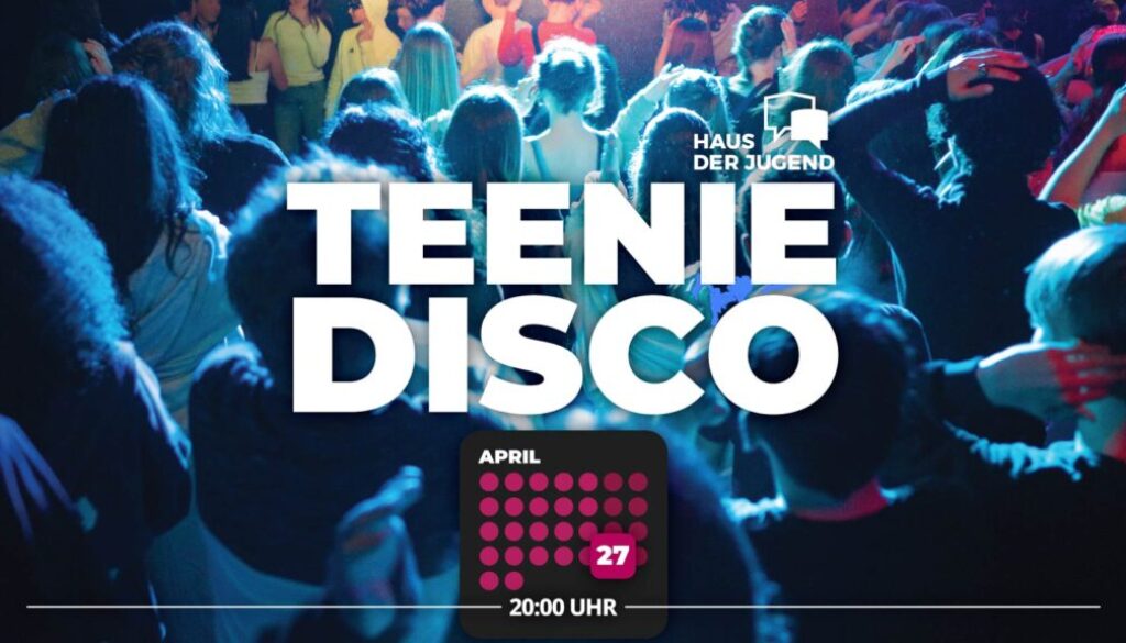 Textzug Teeniedisco, Disco im Hintergrund mit Kalender