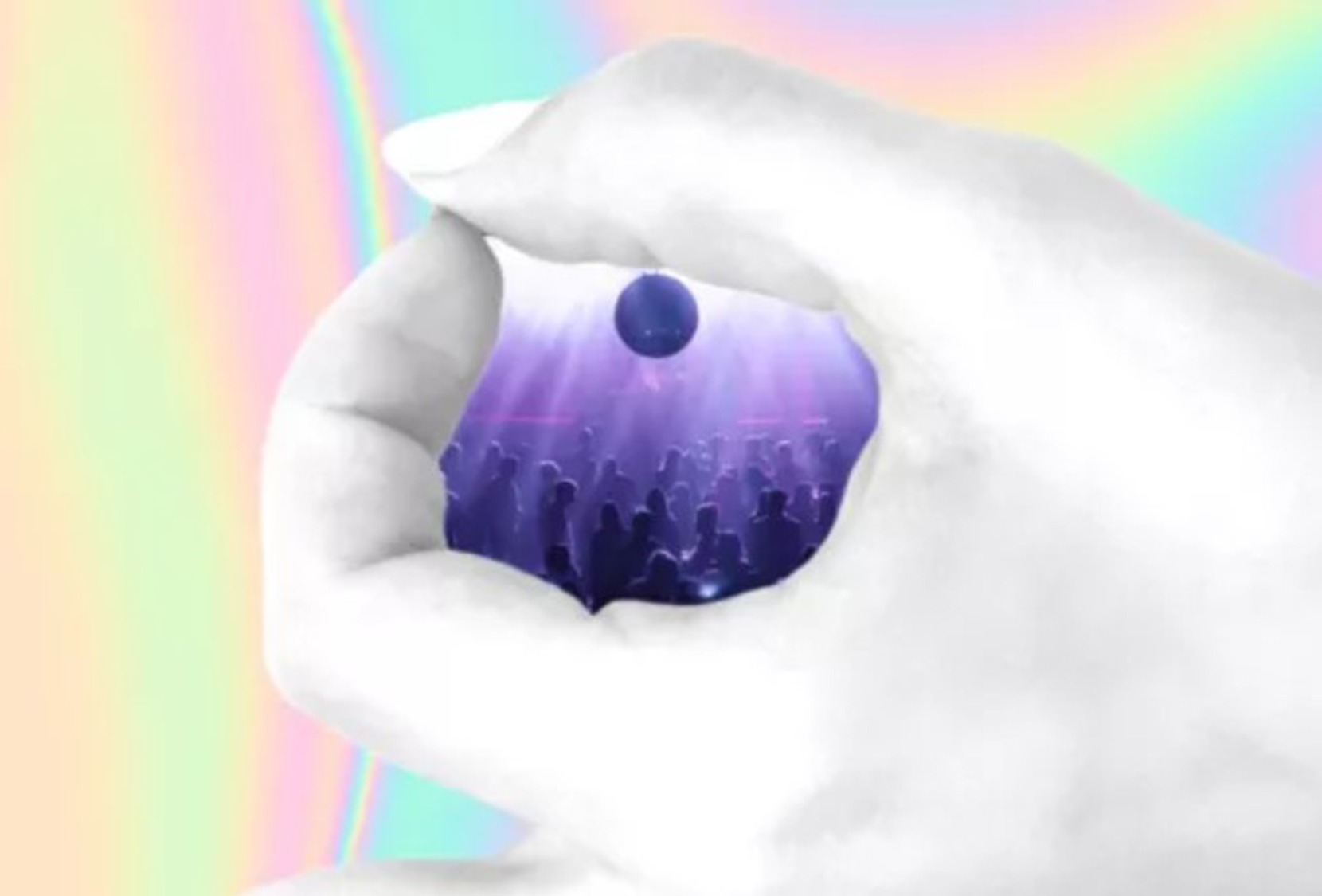 Blick in Disco durch eine Hand